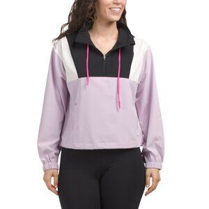 MONDETTA OUTDOOR PROJECT Orchid Pop Over Color Block Jacket With Stow Away Hood